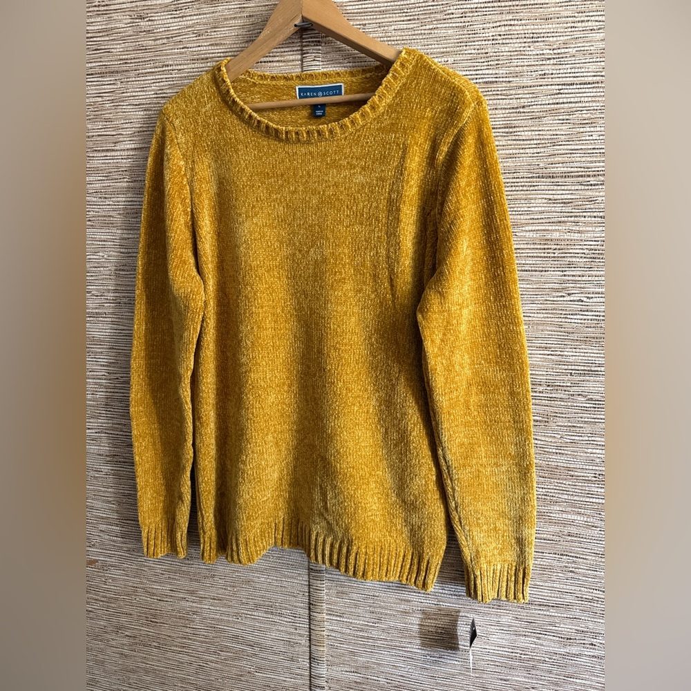 Karen Scott Knit Sweater Women’s Size Large Golden Chenille Soft NWT - Picture 3 of 8